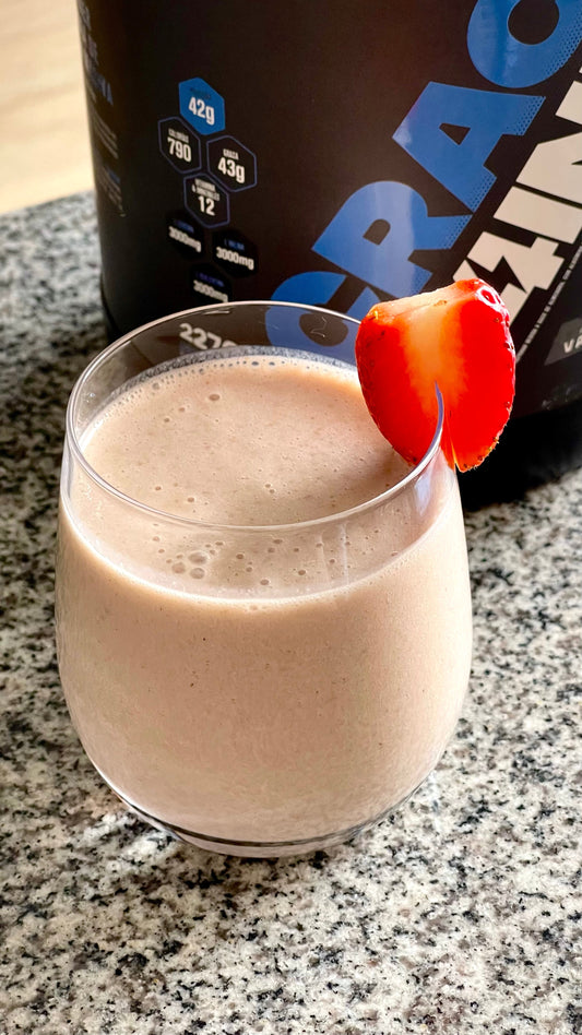 Batido de banano y fresas con proteína Crack Gainer