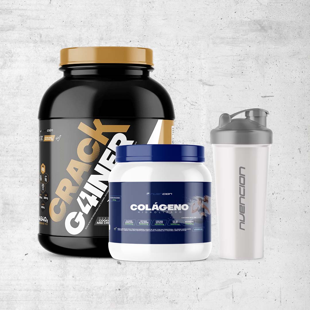 Proteína Crack Gainer + Colágeno Nutri7 + Shaker Mezclador