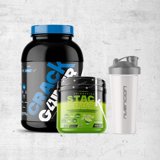 Proteína Crack Gainer + Aminoácido Stack Crack + Shaker Mezclador